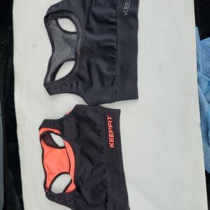 Keepfit  Double Sports Bra Set. Coral/Black,Gray/Black sz M